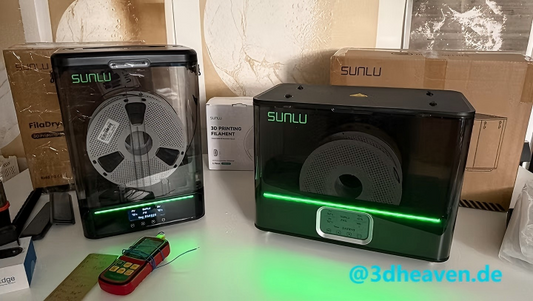 Large Filament Dryer Up to 110°C, Alternative to Bambulab AMS HT - SUNLU FilaDryer E2 and SP2 Review from 3dheaven.de