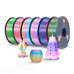 [MOQ: 3KG] Filamento per stampante 3D SILK Rainbow aggiornato (lunghezza di cambio colore 8 metri) 1 kg