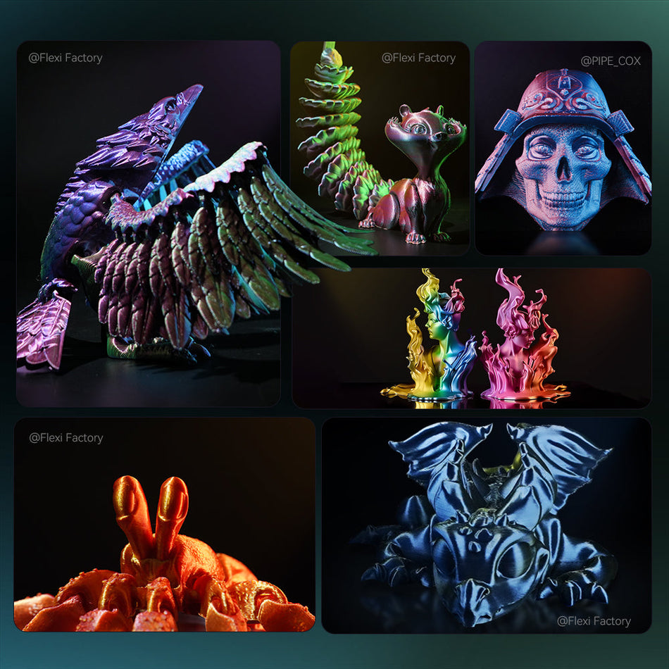 [MOQ: 3KG] Filamento in Seta Multicolore (bicolore, tricolore, quattro colori) per Stampante 3D, 1 kg