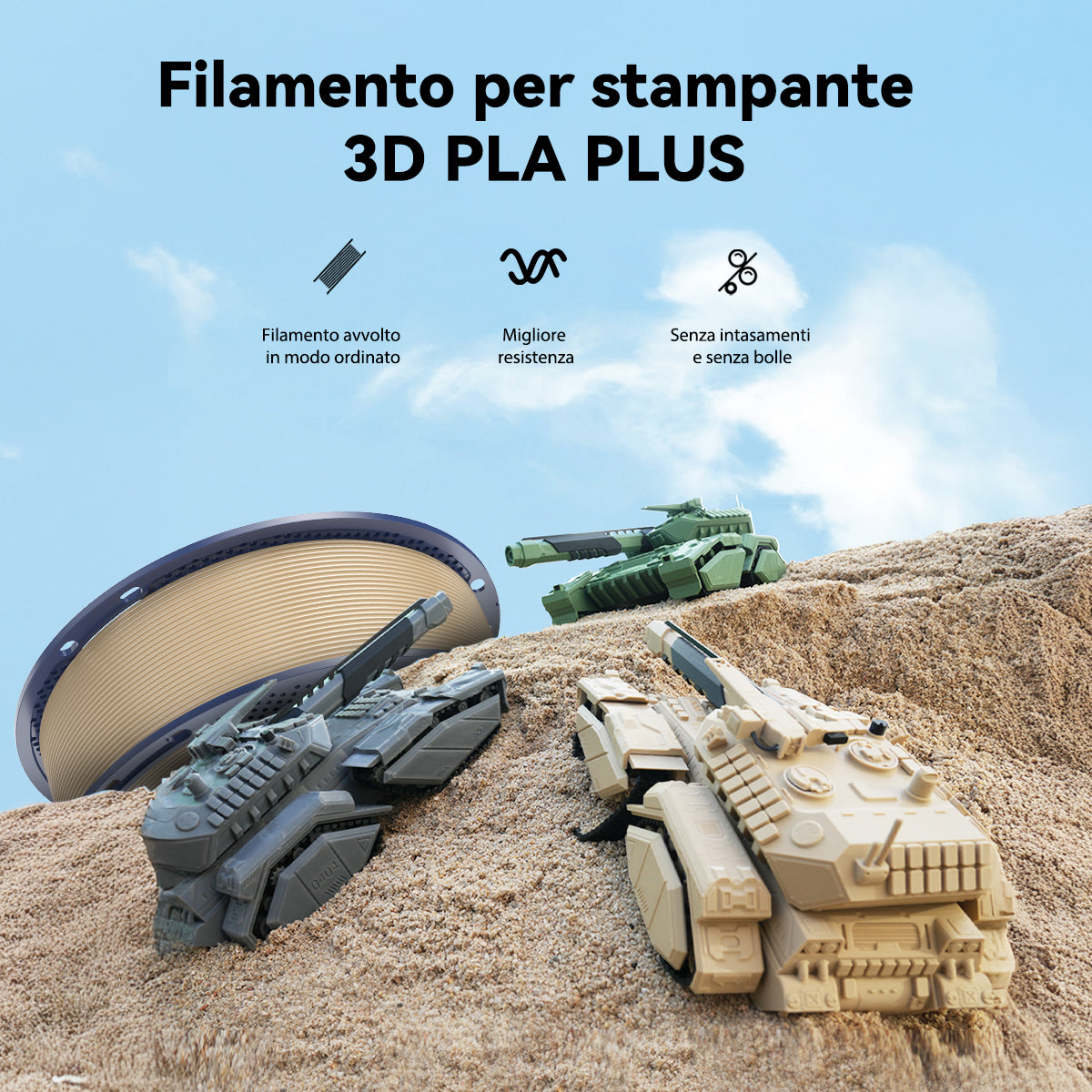 [MOQ: 6KG] Filamento PLA+ (PLA Plus) per Stampanti 3D, 1KG