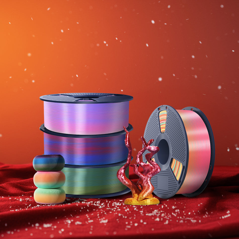 [MOQ: 3KG] Filamento per stampante 3D SILK Rainbow aggiornato (lunghezza di cambio colore 8 metri) 1 kg
