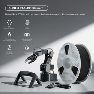 Filamento per stampante 3D in fibra di carbonio nylon-6 (PA6-CF) 1 kg