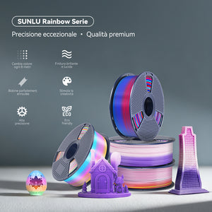 [MOQ: 3KG] Filamento Arcobaleno PLA, SILK, PETG per Stampante 3D 1KG