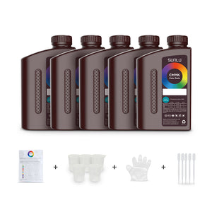 Kit Resina Simil-ABS CMYK+W (Set 5 colori-CMYK+Bianco) per Miscelazione Colori – Set da 5 Flaconi da 1000g