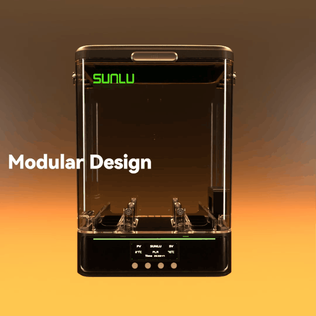 [SUNLU FilaDryer SP2, essiccatore di filamenti 2 in 1 con scatola di immagazzinamento, asciugatura fino a 70℃ (158°F) e immagazzinamento senza soluzione di continuità, compatibile con bobine di dimensioni 1kg×2 o 2kg×1 o 3kg×1